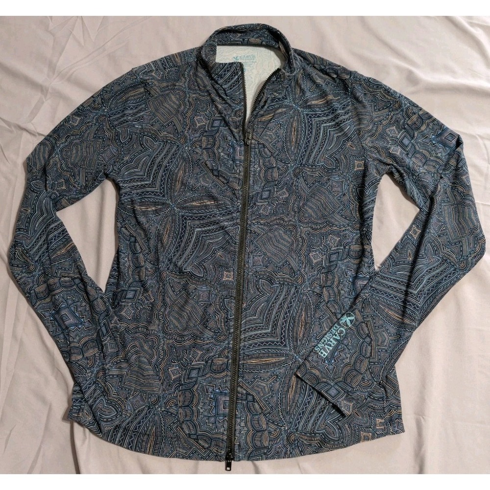 Carve Designs Cruz‎ Womens Full Zip Rash Guard UPF Swim Jacket Blue Geometric XS